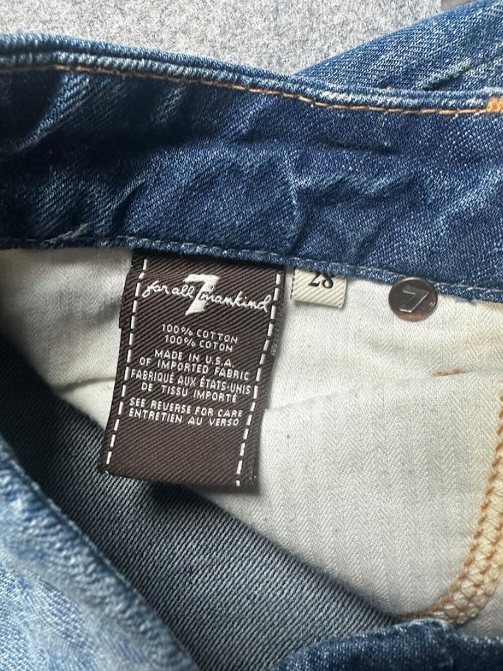 7 For All Mankind Jiselle Phenomena Distressed Flare Jeans 28 Blue Denim - Picture 8 of 11